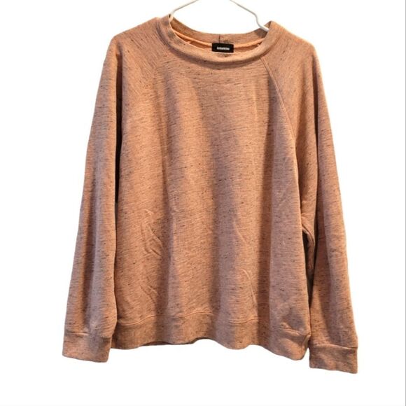 Monrow Marled Heather Pink Sweatshirt Crew Neck Size XL - Picture 1 of 6